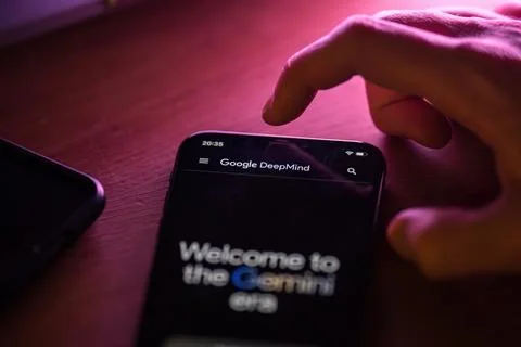 Gemini AI language model made by Google on smartphone screen Stock Photos