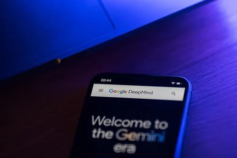 Gemini AI model on google website on smartphone screen. Stock Photos