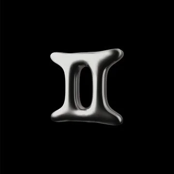 Gemini astrological symbol. 3D vector icon of twins sign with metallic irides Stock Illustration