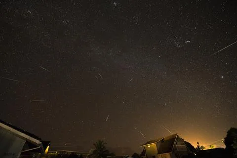 Gemini meteor shower composite Stock Photos