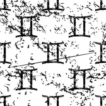 Gemini pattern, grunge, monochrome Illustrazione stock