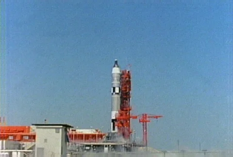 Gemini-Titan 3 ignition and launch, with close-up Stock Footage 86885376