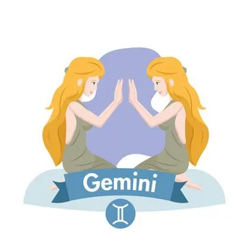 Gemini twin women pose. Vector Stock Illustration