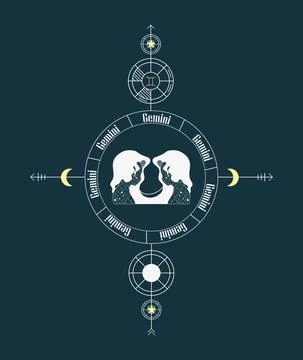 Gemini. Vector graphic illustrations of horoscope signs. Zodiac signs. Stock Illustration