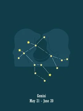Gemini. Vector graphic illustrations of horoscope signs. Zodiac signs. Conste Stock Illustration