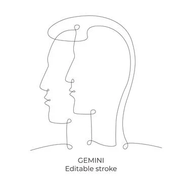 Gemini zodiac constellation one single hand drawing continues line. Vector stock Stock Illustration