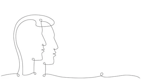 Gemini zodiac constellation one single hand drawing continues line frame, banner Stock Illustration