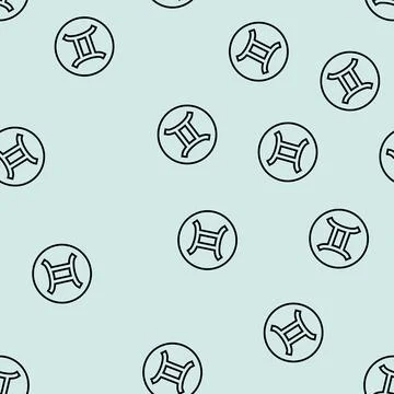 Gemini zodiac line seamless pattern Stock Illustration