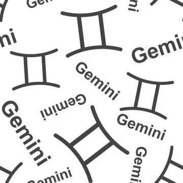 Gemini zodiac sign seamless pattern background. Business flat vector illustra Stock Illustration