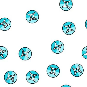 Gemini zodiac vector seamless pattern Stock Illustration