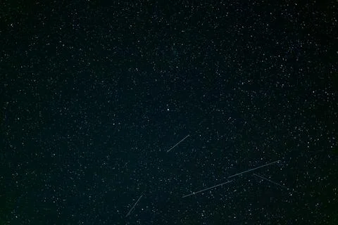 Geminids Meteor Shower with North Star Stars Circling Polaris Night Sky Sky.. Stock Photos