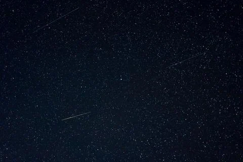 Geminids Meteor Shower with North Star Stars Circling Polaris Night Sky Sky.. Stock Photos