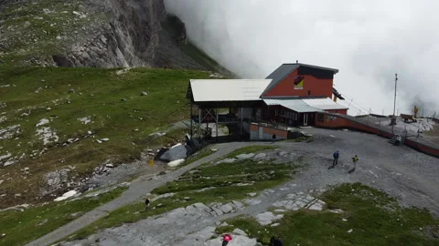 Gemmipass cable car from the top of the mountain Stock Footage 167848239