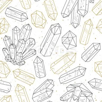 Gems, crystals black and gold pattern vector Stock Illustration