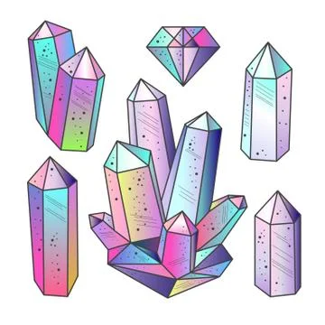 Gems, crystals isolated vector Stock Illustration
