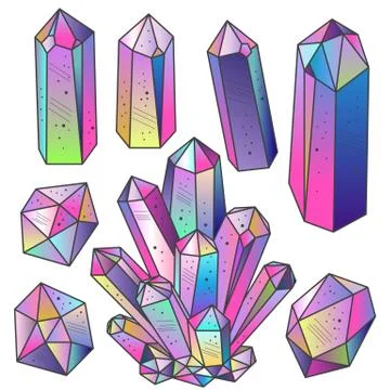 Gems, crystals isolated vector Illustrazione stock