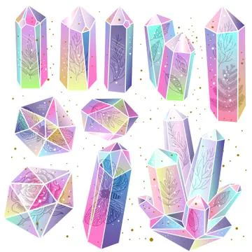 Gems, crystals isolated vector Stock Illustration