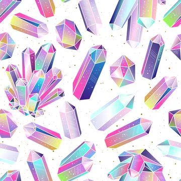 Gems, crystals seamless pattern Stock Illustration