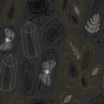 Gems, crystals seamless pattern Stock Illustration
