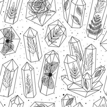 Gems, crystals seamless pattern vector Stock Illustration