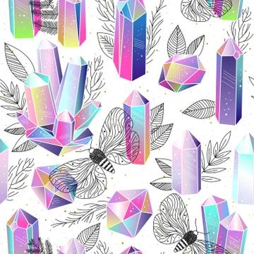 Gems, crystals seamless pattern vector 스톡 일러스트