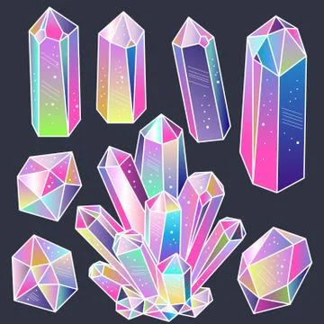 Gems, crystals sticker set vector Illustrazione stock