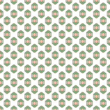 Gems geometric pattern with gold line style shapes seamless repeat. Illustrazione stock