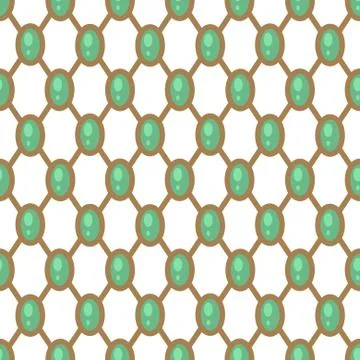 Gems geometric pattern with net green and gold mesh shapes seamless repeat. Stock Illustration