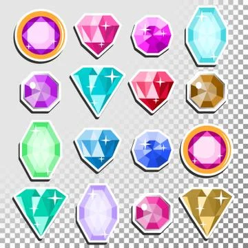 Gems Isolated Vector. Precious Stones Shimmer And Shine. Multicolored Round Stock Illustration