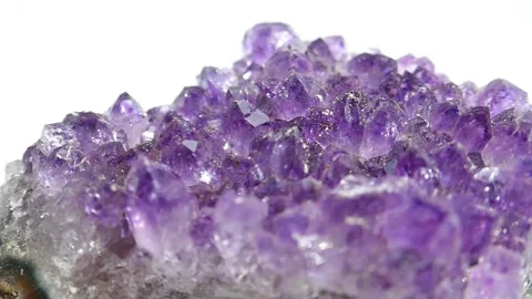 Gemstone Amethyst closeup.amethyst geode with sparkling purple crystals Video stock 336809709