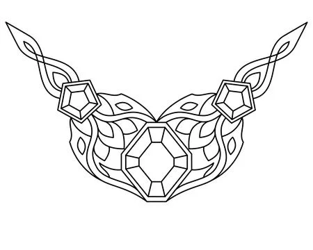 Gemstone and plants, decorative element with weaving - vector linear picture Stock Illustration