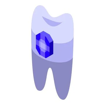 Gemstone blue tooth icon isometric vector. Dentist care Stock Illustration