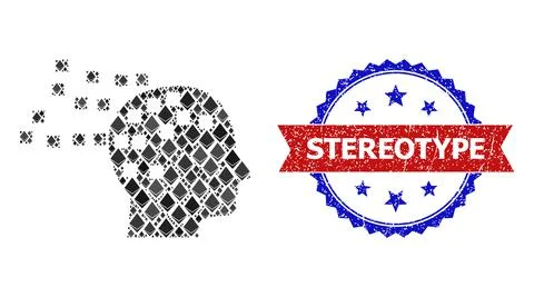Gemstone Collage Mind Compilation Icon and Distress Bicolor Stereotype Watermark Stock Illustration