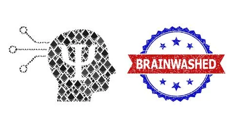 Gemstone Composition Mental Programming Icon and Scratched Bicolor Brainwashed Stock Illustration