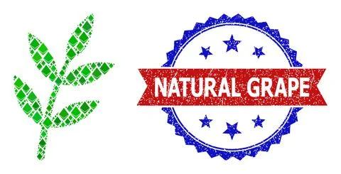 Gemstone Composition Plant Sprout Icon and Unclean Bicolor Natural Grape Seal Stock Illustration