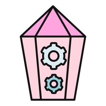 Gemstone crystal with internal gears vector icon 库存插图