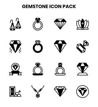 Gemstone DuoTone Bundle Icons Pack Stock Illustration