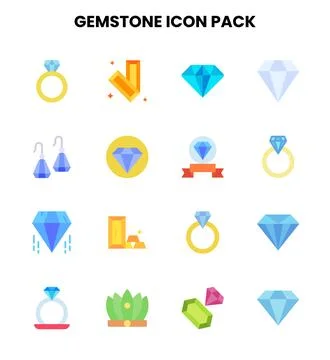 Gemstone Flat Bundle Icons Pack Stock Illustration