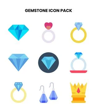 Gemstone Flat Collection Icons Pack Stockillustratie