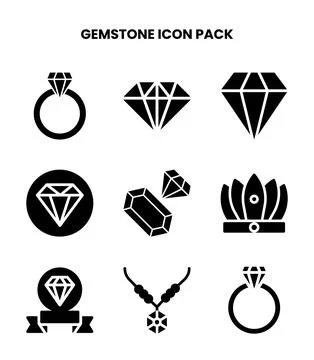 Gemstone Glyph Graphics Icons Pack Illustrazione stock