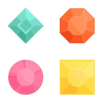 Gemstone icons set cartoon vector. Different shape and color precious stone イラスト素材