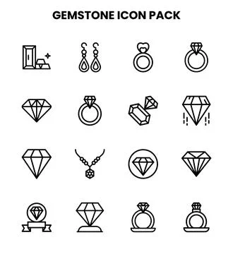 Gemstone Line Bundle Icons Pack Stock Illustration