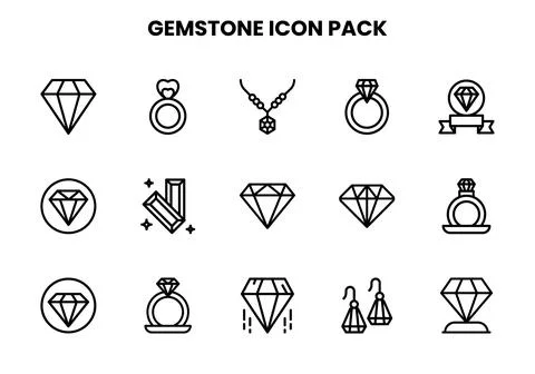 Gemstone Line Scalable Icons Pack Stock Illustration