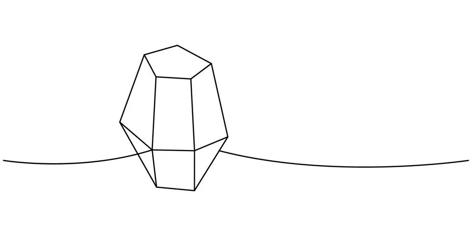 Gemstone one line continuous drawing. Luxury gemstone crystal. Vector Stock Illustration