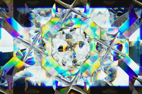 Gemstone or diamond texture closeup and kaleidoscope Stock Illustration