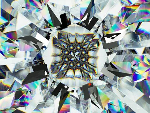 Gemstone or diamond texture closeup and kaleidoscope Stock Illustration