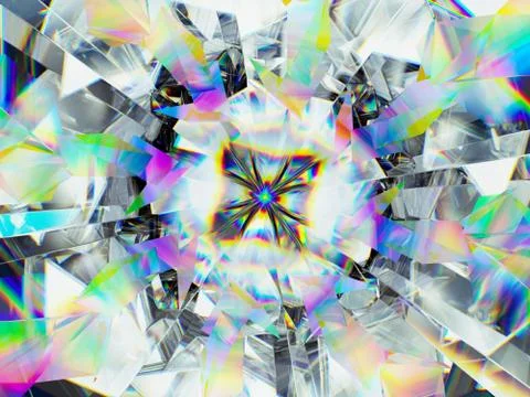 Gemstone or diamond texture closeup and kaleidoscope Stockfoto's