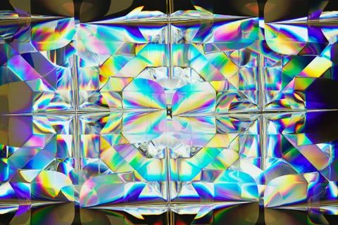 Gemstone or diamond texture closeup and kaleidoscope Stockfoto's