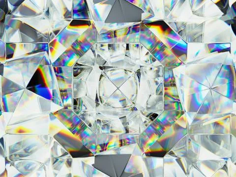 Gemstone or diamond texture closeup and kaleidoscope Stockfoto's