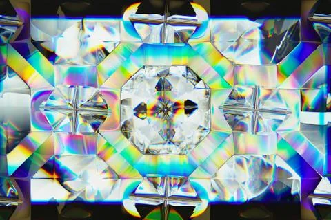 Gemstone or diamond texture closeup and kaleidoscope Stock Photos